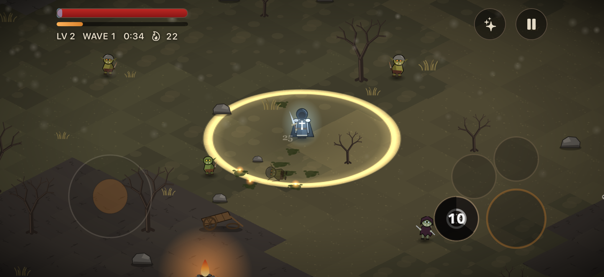 Fate Lost gameplay showing a hero fighting enemies in a dark isometric realm